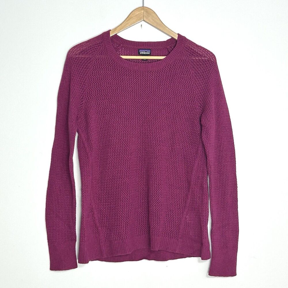 Patagonia Recycled Cashmere Sweater Small Pink Open Knit Lightweight Pullover
